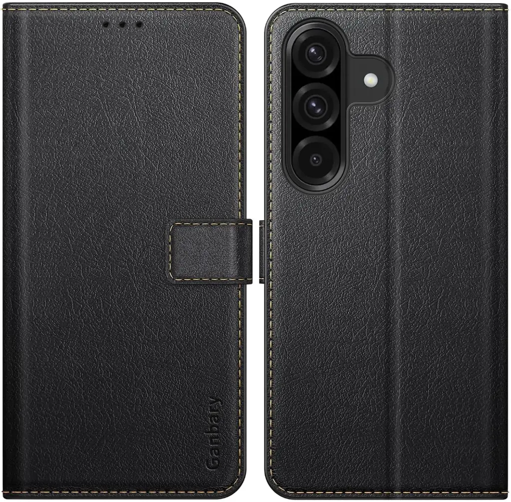Etui portefeuille 6,6" - Etui portefeuille NOIR à rabat en cuir de qualité supérieure - Galaxy A26 5G 