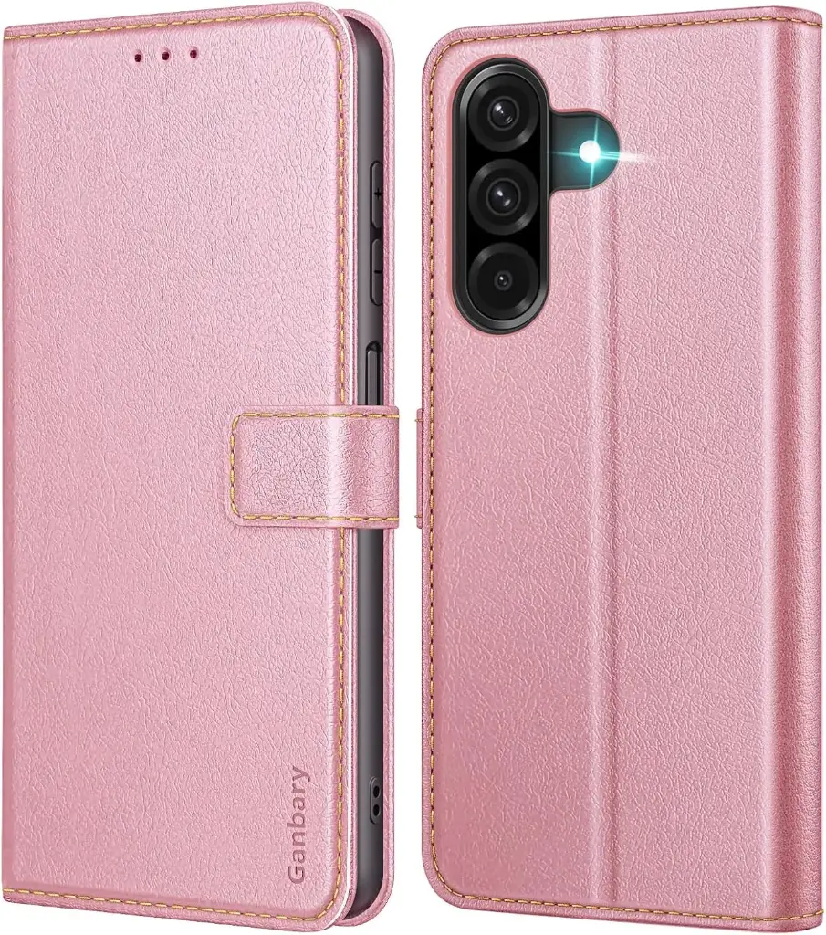 Etui portefeuille 6,6" - Etui portefeuille ROSE à rabat en cuir de qualité supérieure - Galaxy A26 5G 