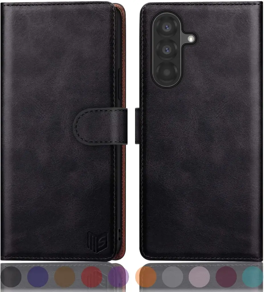 Etui portefeuille Galaxy A36 5G - Etui portefeuille NOIR à rabat en cuir de qualité supérieure