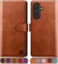 Etui portefeuille Galaxy A36 5G - Etui portefeuille BRUN à rabat en cuir de qualité supérieure