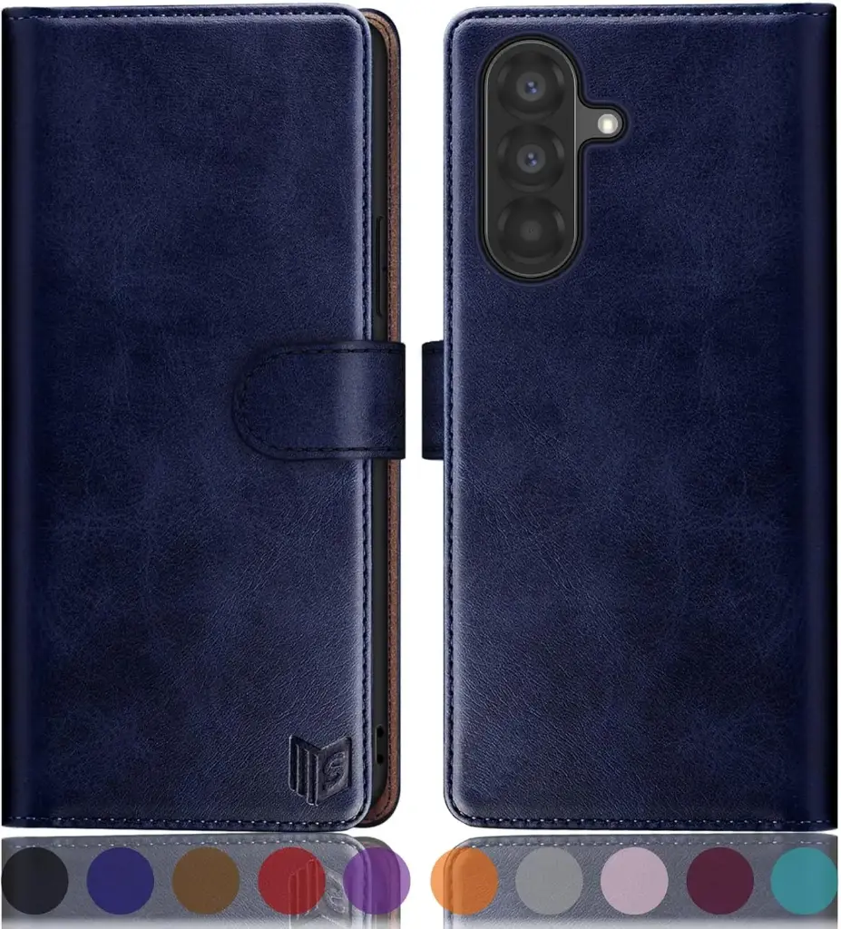 Etui portefeuille Galaxy A36 5G - Etui portefeuille BLEU à rabat en cuir de qualité supérieure