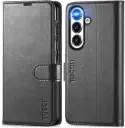 Etui portefeuille Galaxy S25 5G - Etui portefeuille NOIR à rabat en cuir de qualité supérieure 
