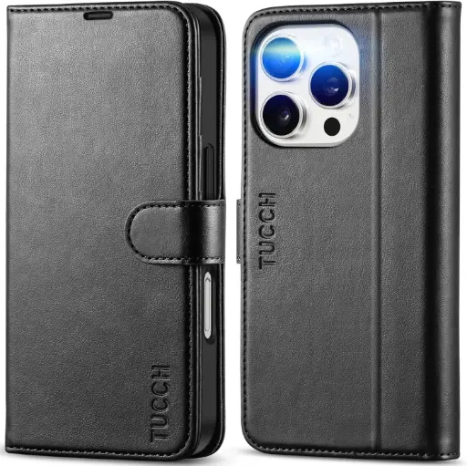 [ET-16PRO-NR] APPLE - Etui porte feuille NOIR Iphone 16 PRO