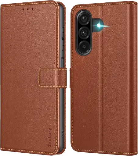 [ET-A26-BR] Etui portefeuille 6,6" - Etui portefeuille BRUN à rabat en cuir de qualité supérieure - Galaxy A26 5G  