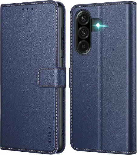 [ET-A26-BL] Etui portefeuille 6,6" - Etui portefeuille BLEU à rabat en cuir de qualité supérieure - Galaxy A26 5G  