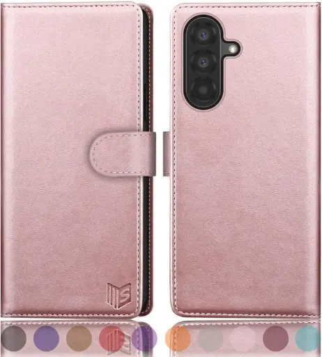 [ET-A36-RO] Etui portefeuille Galaxy A36 5G - Etui portefeuille ROSE à rabat en cuir de qualité supérieure 