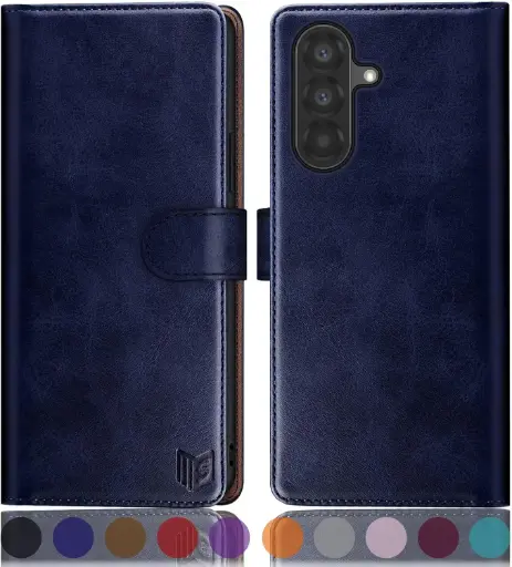 [ET-A36-BL] Etui portefeuille Galaxy A36 5G - Etui portefeuille BLEU à rabat en cuir de qualité supérieure